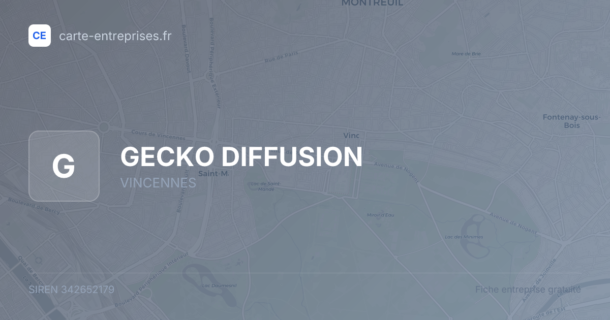 GECKO DIFFUSION — 342652179 — fiche entreprise