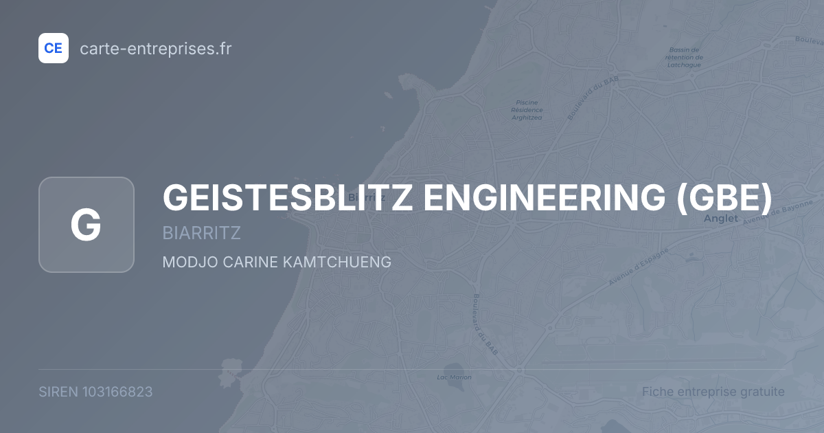 GEISTESBLITZ ENGINEERING (GBE) — 103166823 — fiche entreprise