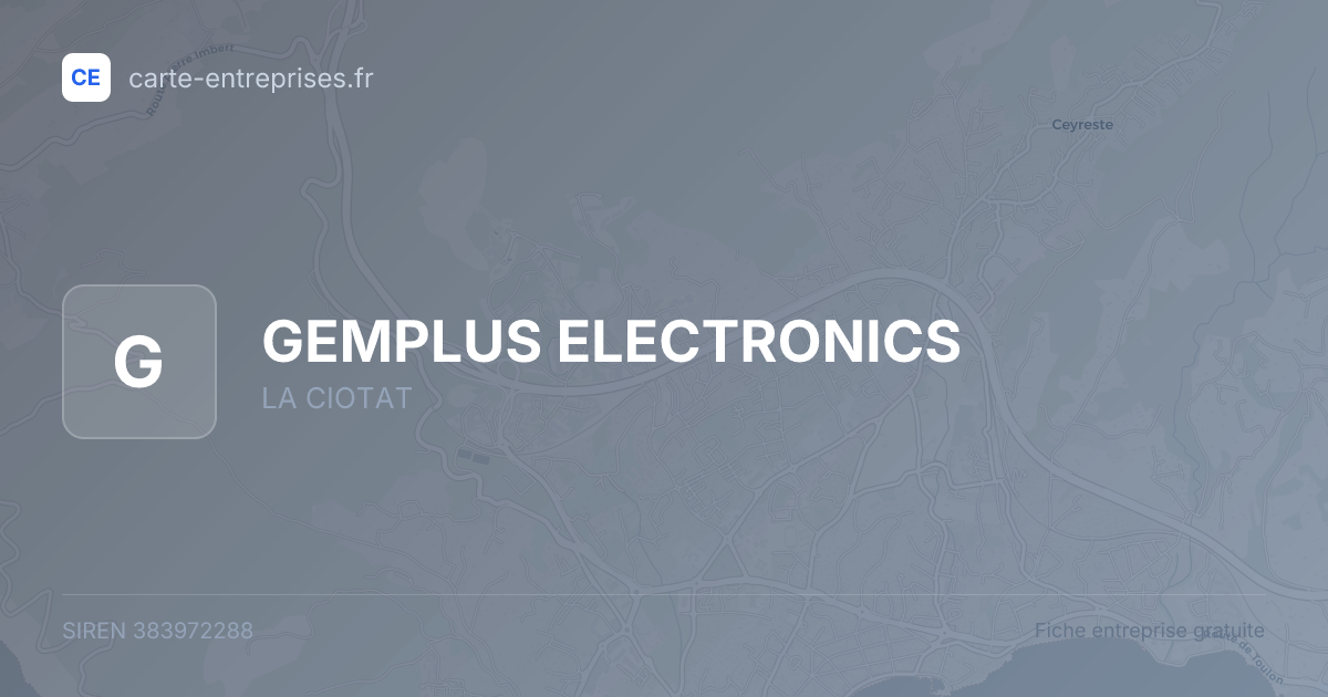 GEMPLUS ELECTRONICS — 383972288 — fiche entreprise
