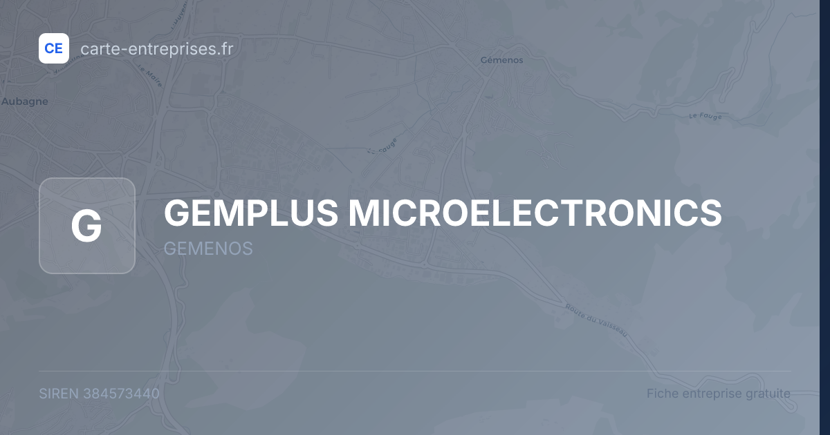 GEMPLUS MICROELECTRONICS — 384573440 — fiche entreprise