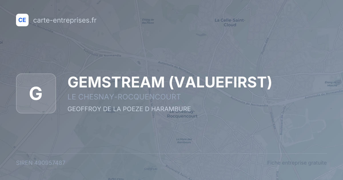 GEMSTREAM (VALUEFIRST) — 490957487 — fiche entreprise