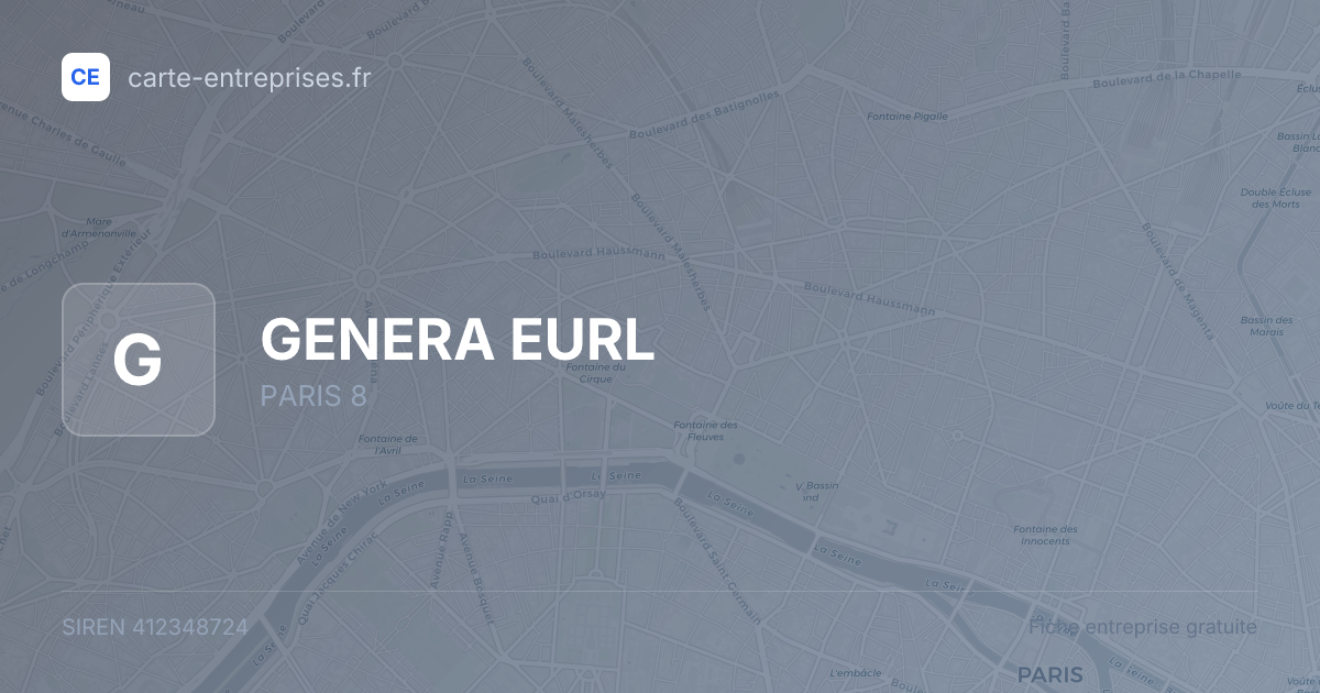 GENERA EURL — 412348724 — fiche entreprise