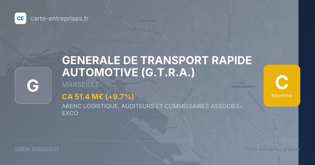 GENERALE DE TRANSPORT RAPIDE AUTOMOTIVE (G.T.R.A.) — 508001021 — fiche entreprise