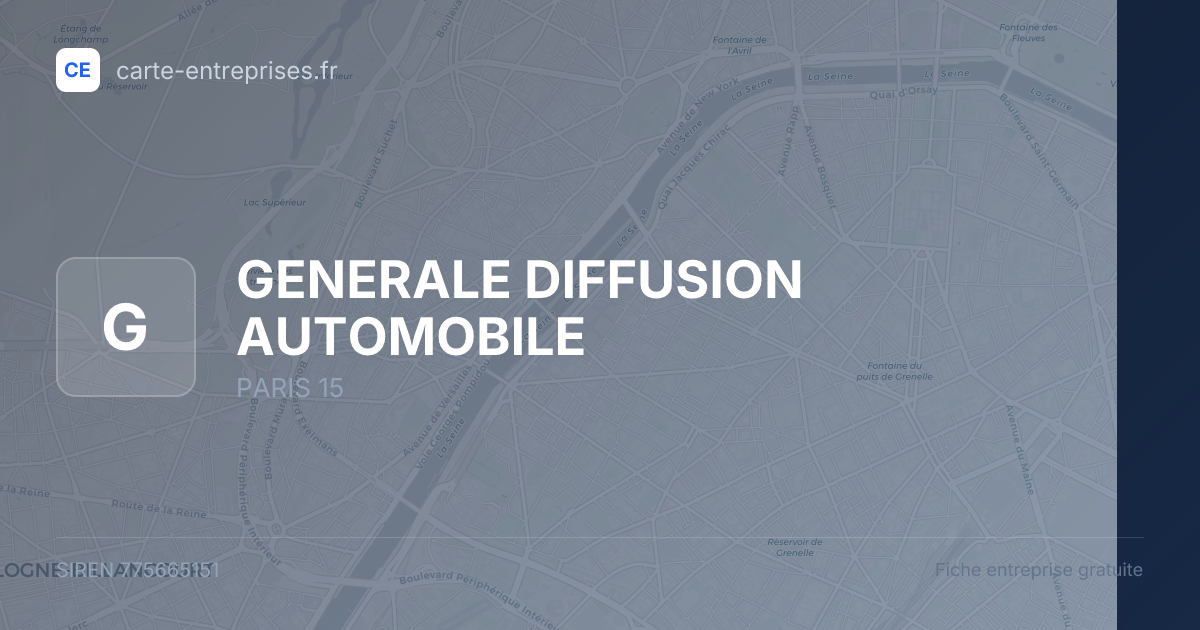 GENERALE DIFFUSION AUTOMOBILE — 775665151 — fiche entreprise