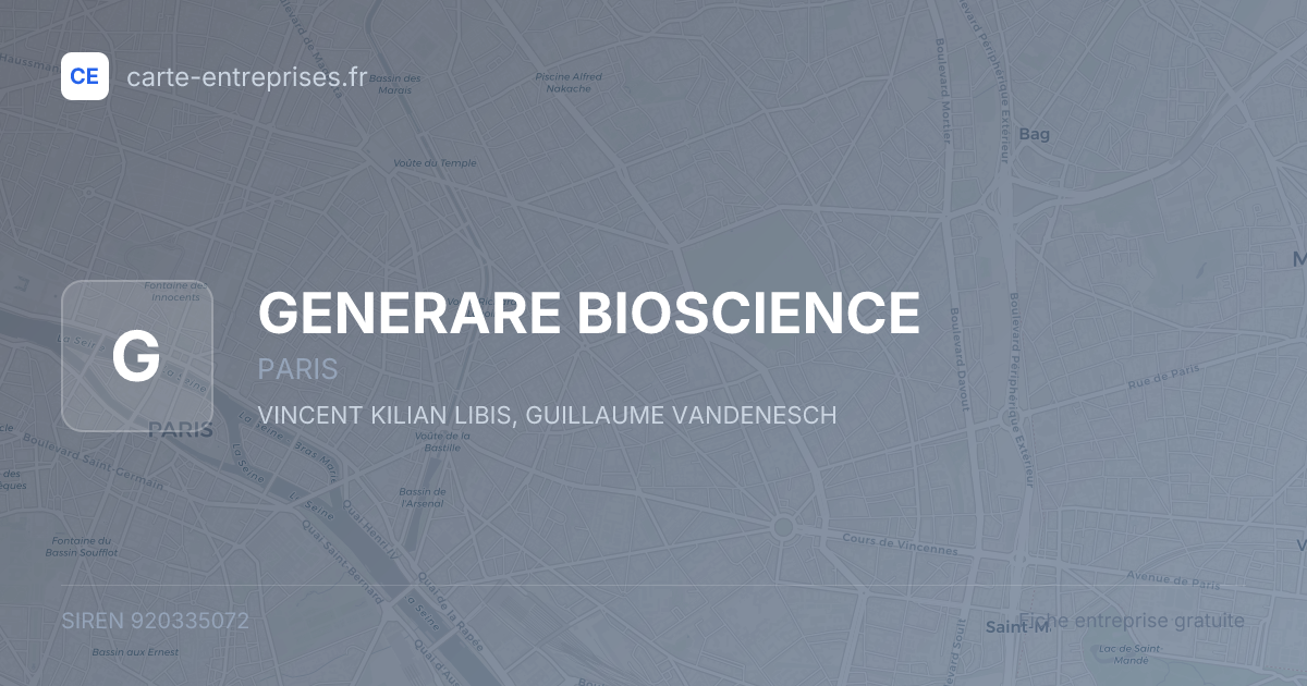 GENERARE BIOSCIENCE — 920335072 — fiche entreprise