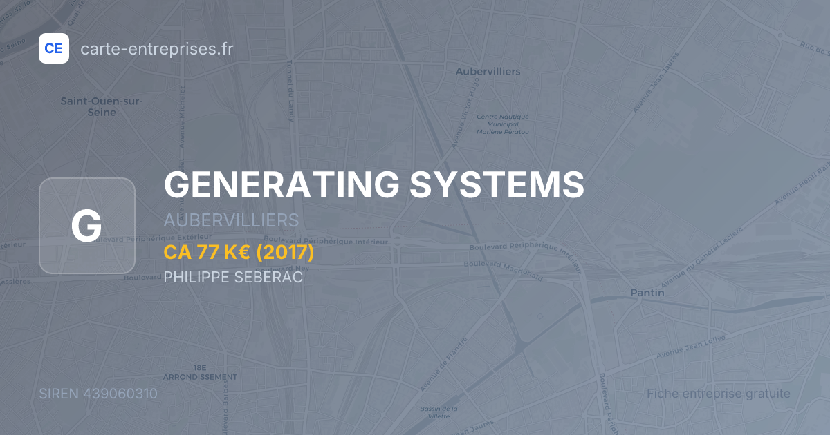 GENERATING SYSTEMS — 439060310 — fiche entreprise
