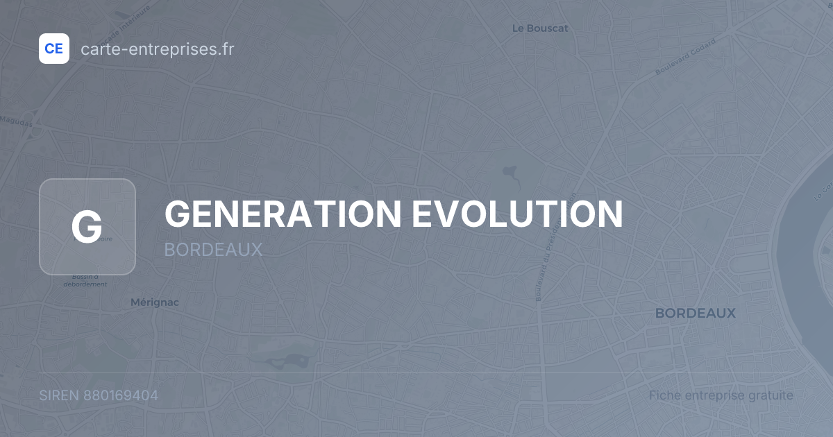 GENERATION EVOLUTION — 880169404 — fiche entreprise