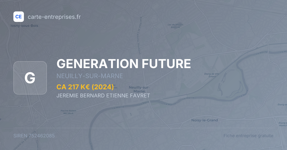 GENERATION FUTURE — 752462085 — fiche entreprise