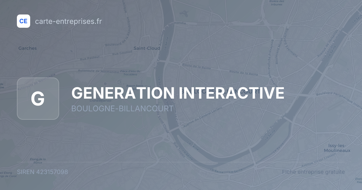 GENERATION INTERACTIVE — 423157098 — fiche entreprise