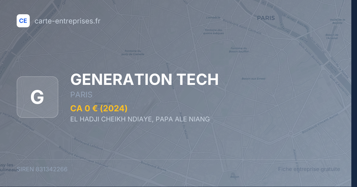 GENERATION TECH — 831342266 — fiche entreprise