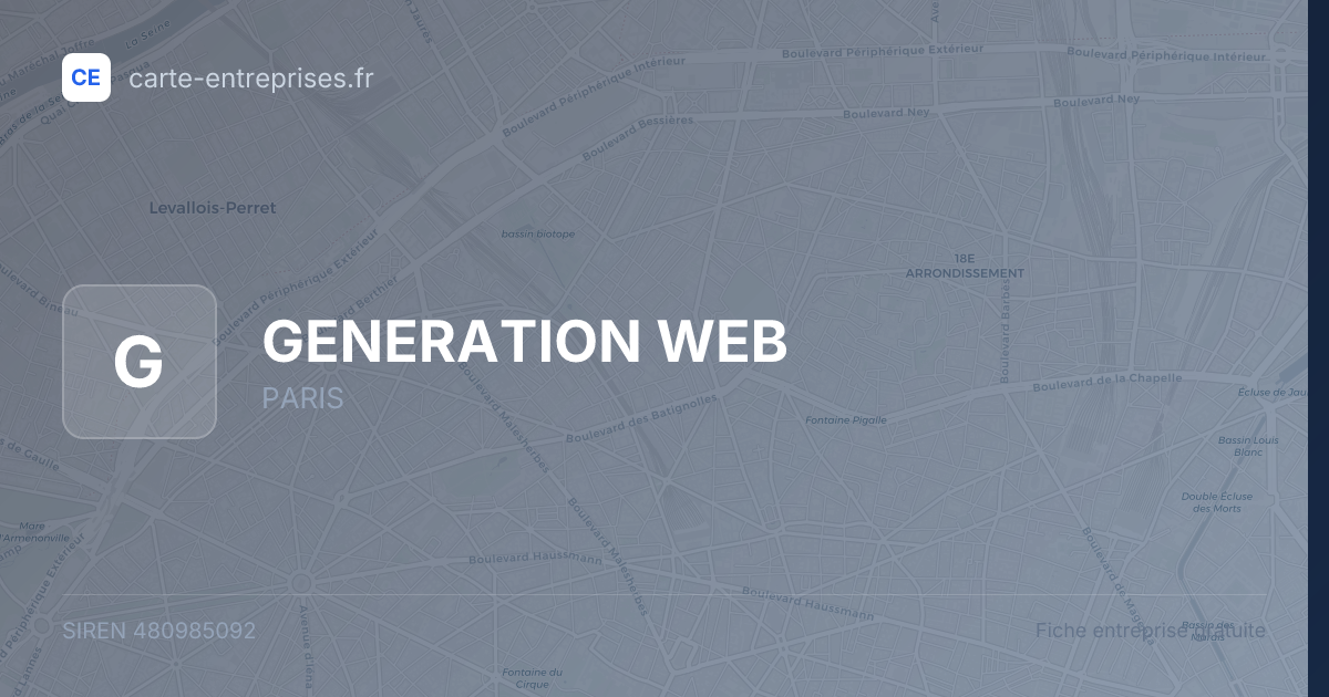 GENERATION WEB — 480985092 — fiche entreprise