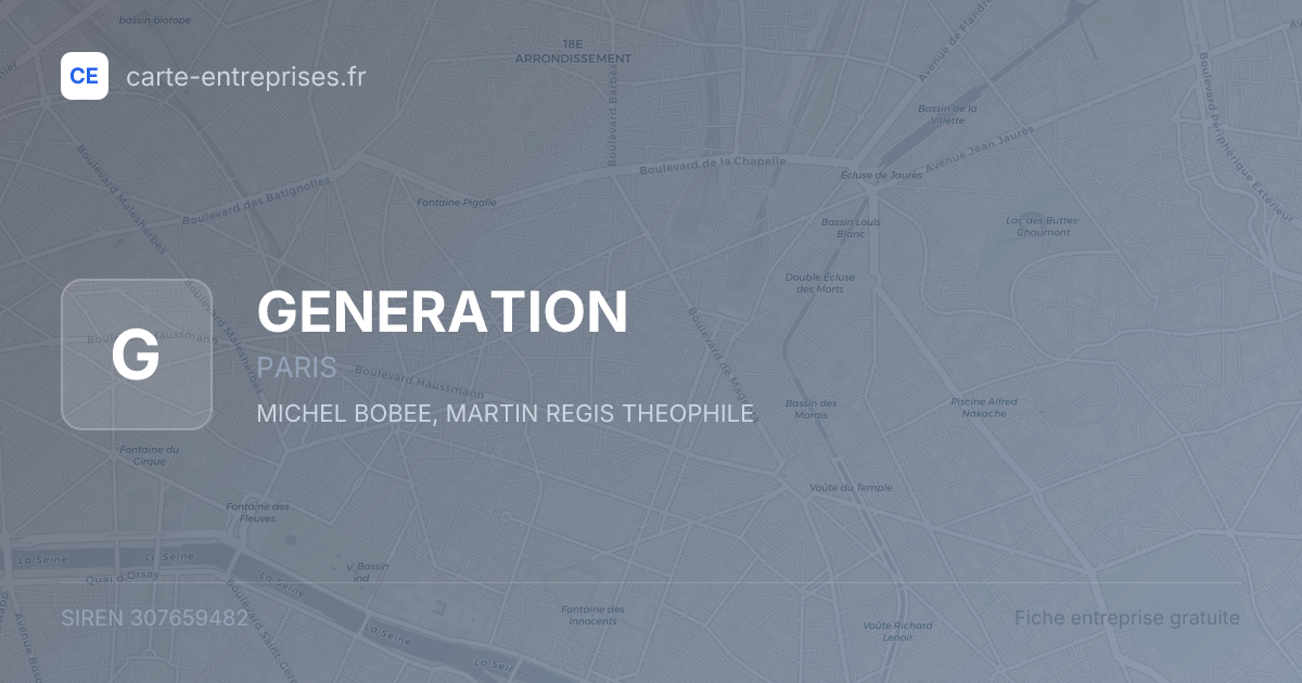 GENERATION — 307659482 — fiche entreprise