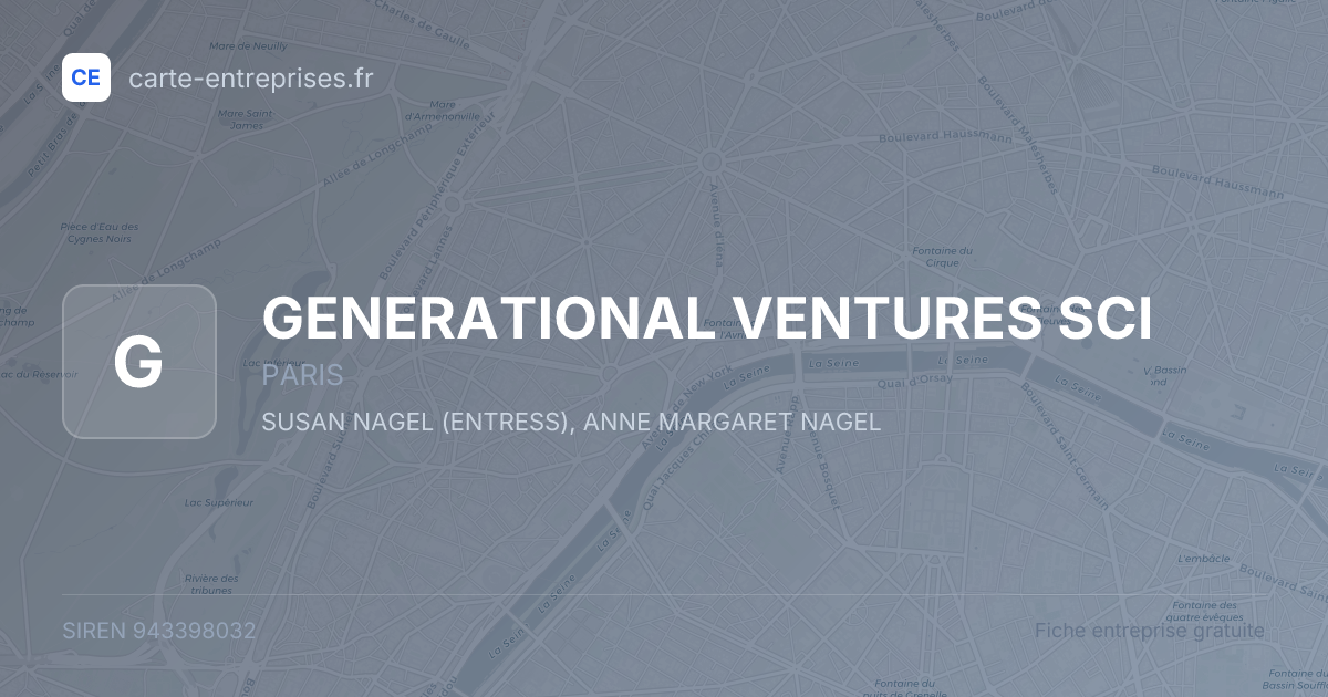 GENERATIONAL VENTURES SCI — 943398032 — fiche entreprise