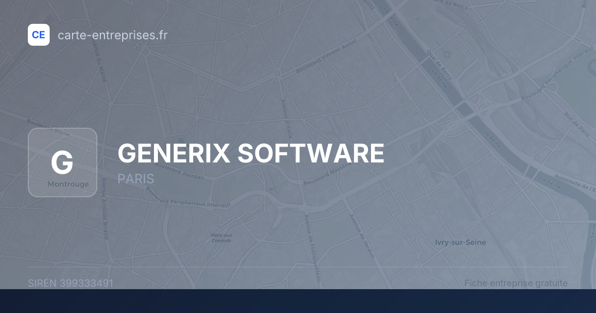 GENERIX SOFTWARE — 399333491 — fiche entreprise