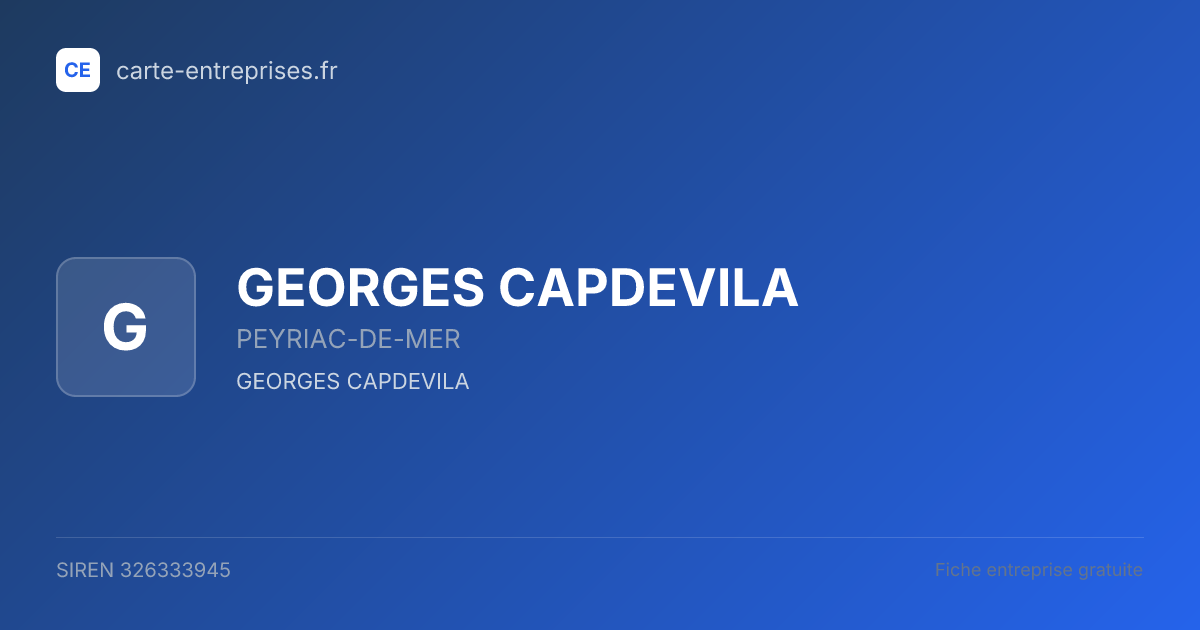 GEORGES CAPDEVILA — 326333945 — fiche entreprise