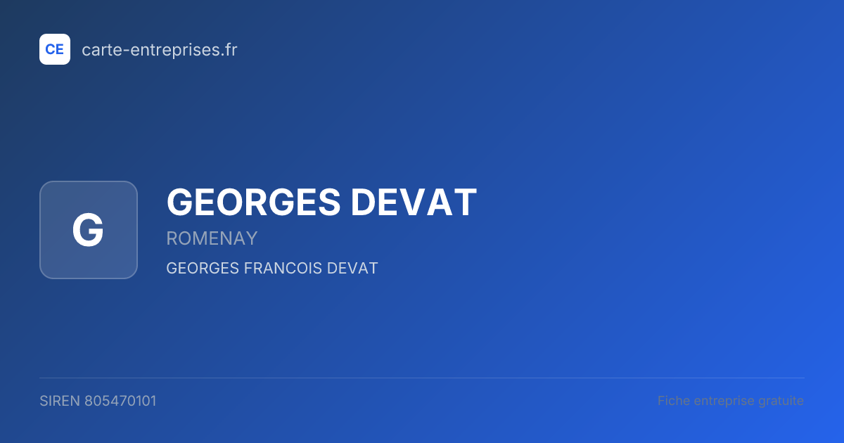 GEORGES DEVAT — 805470101 — fiche entreprise