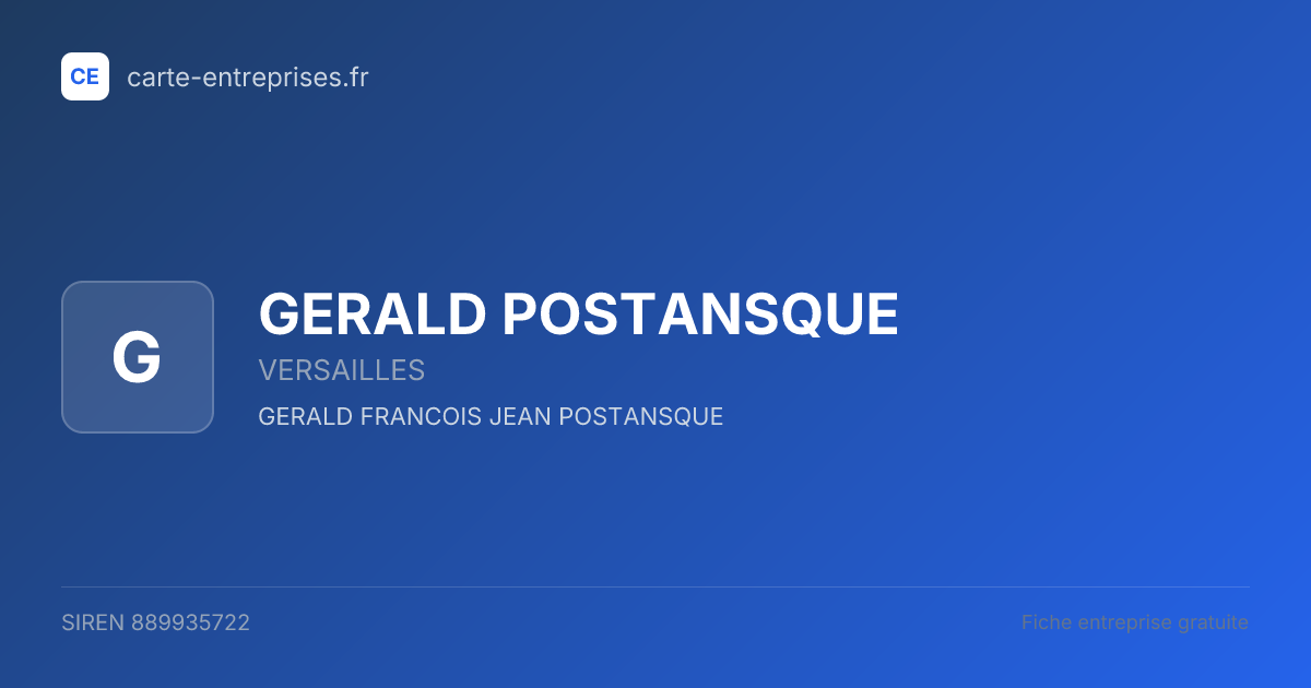 GERALD POSTANSQUE — 889935722 — fiche entreprise