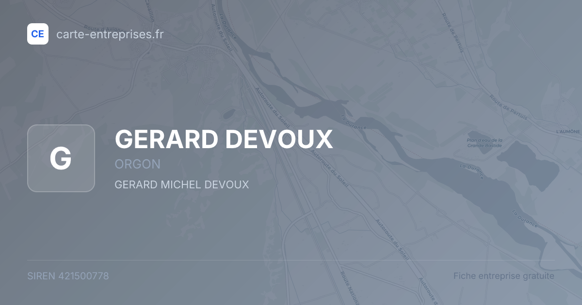 GERARD DEVOUX — 421500778 — fiche entreprise