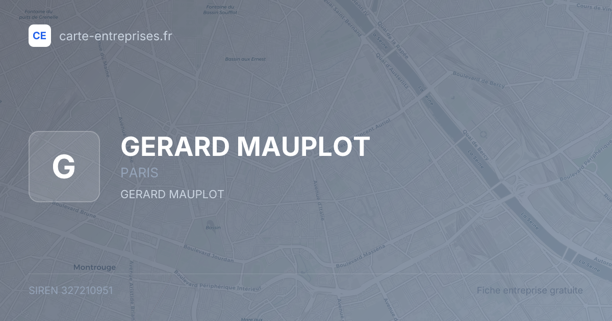 GERARD MAUPLOT — 327210951 — fiche entreprise