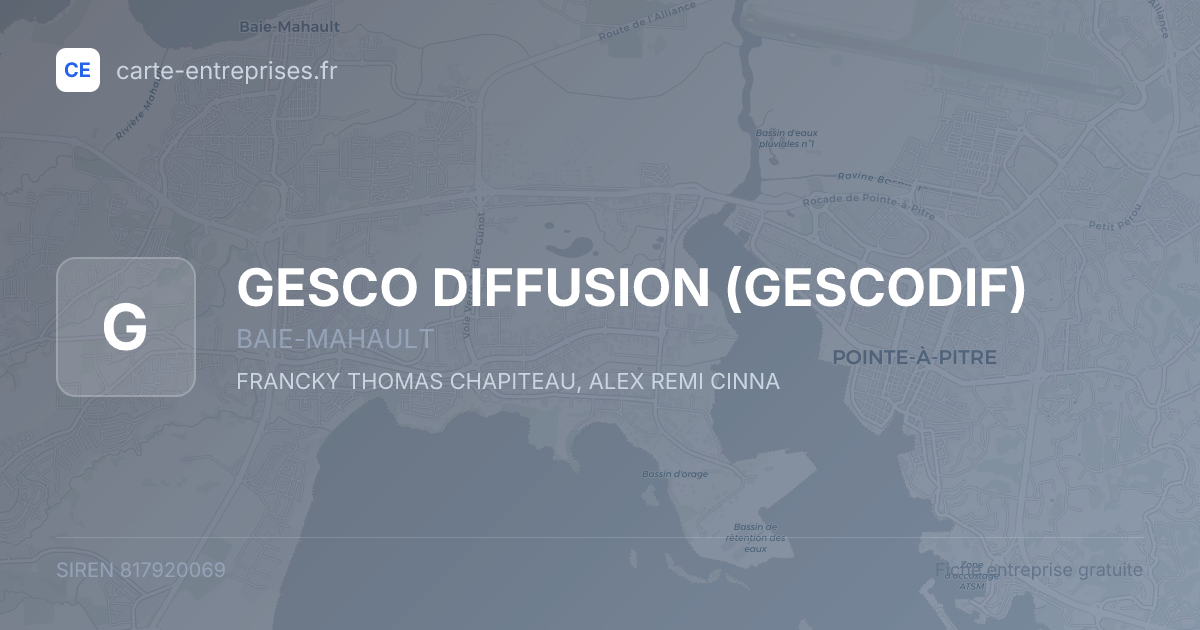 GESCO DIFFUSION (GESCODIF) — 817920069 — fiche entreprise