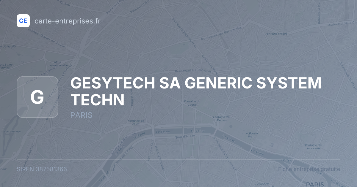 GESYTECH SA GENERIC SYSTEM TECHN — 387581366 — fiche entreprise