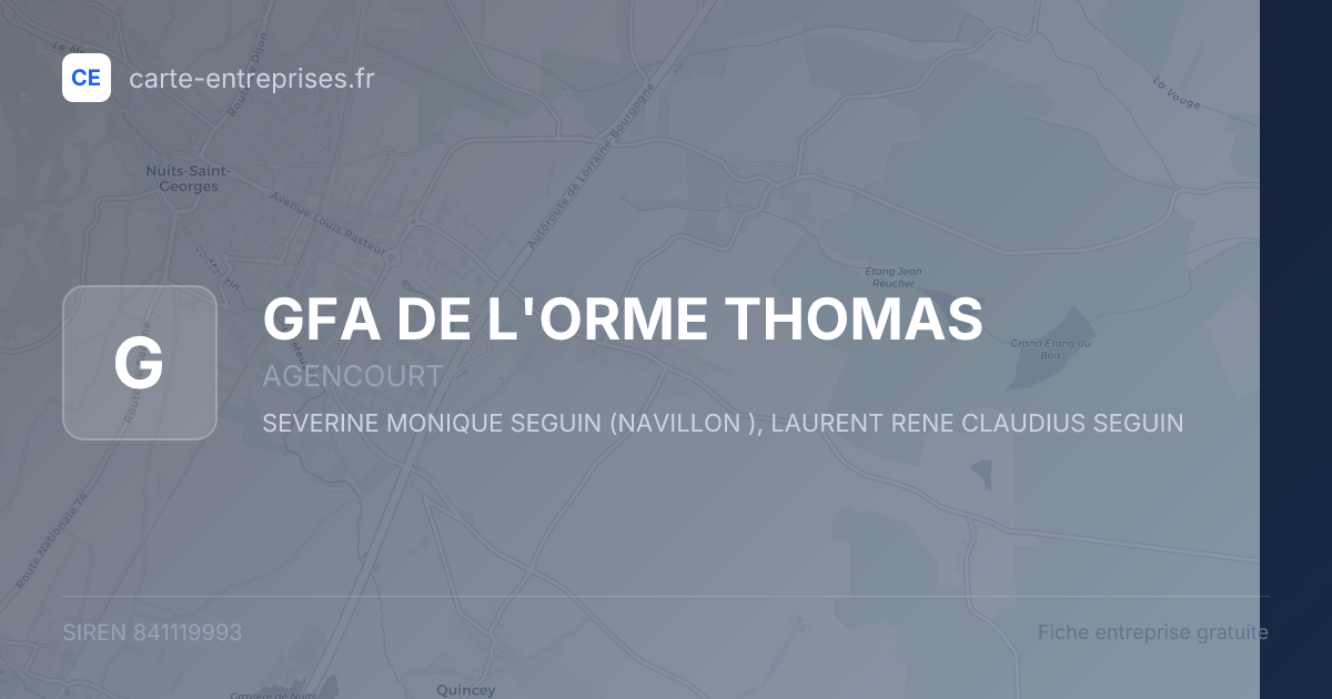 GFA DE L'ORME THOMAS — 841119993 — fiche entreprise