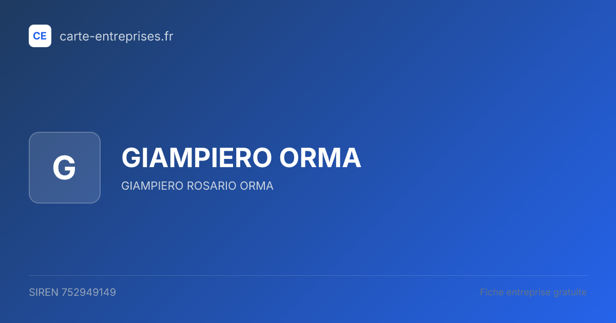 GIAMPIERO ORMA — 752949149 — fiche entreprise