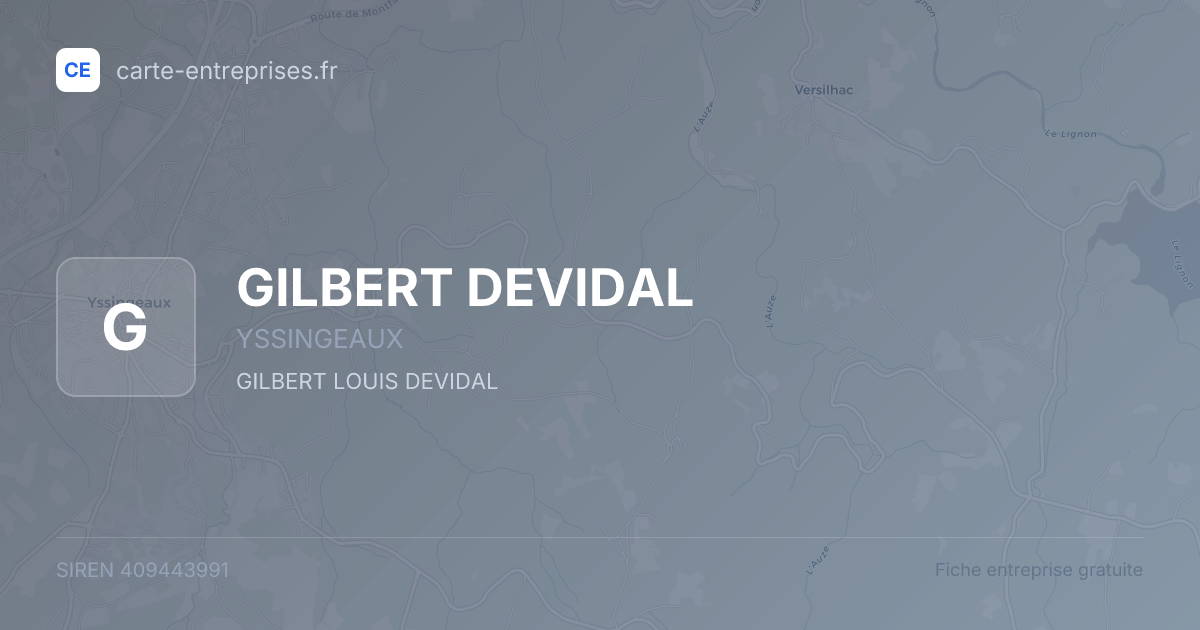 GILBERT DEVIDAL — 409443991 — fiche entreprise