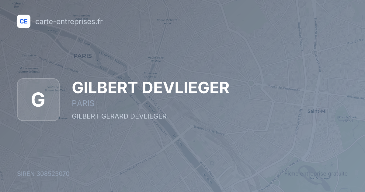 GILBERT DEVLIEGER — 308525070 — fiche entreprise