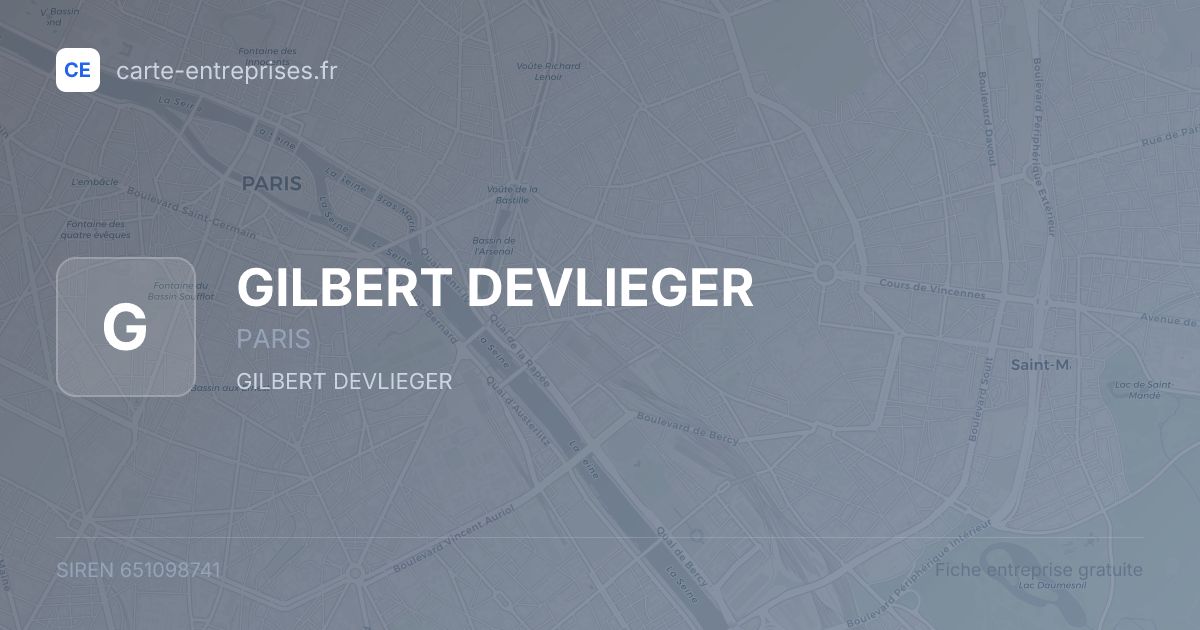 GILBERT DEVLIEGER — 651098741 — fiche entreprise