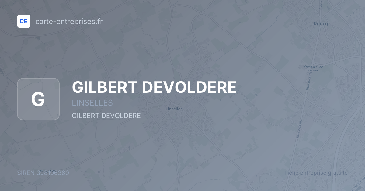 GILBERT DEVOLDERE — 398196360 — fiche entreprise