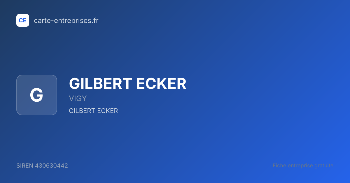 GILBERT ECKER — 430630442 — fiche entreprise