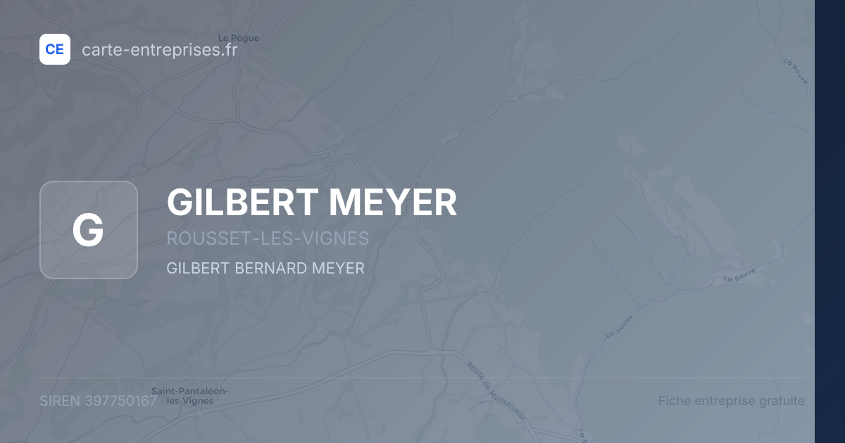 GILBERT MEYER — 397750167 — fiche entreprise