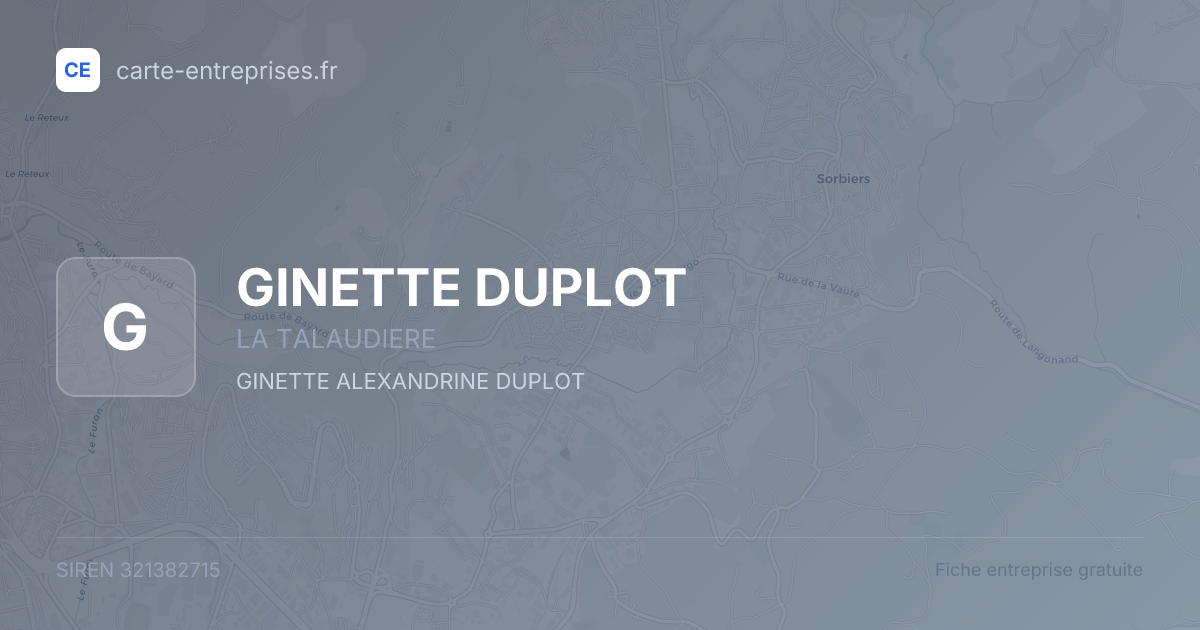 GINETTE DUPLOT — 321382715 — fiche entreprise