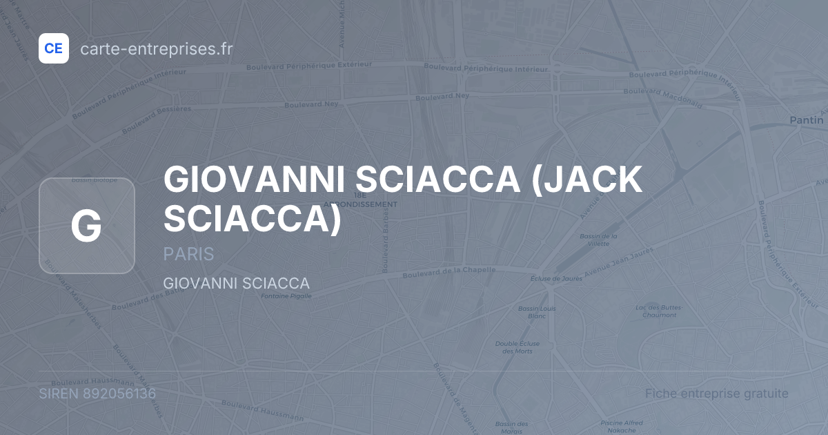GIOVANNI SCIACCA (JACK SCIACCA) — 892056136 — fiche entreprise