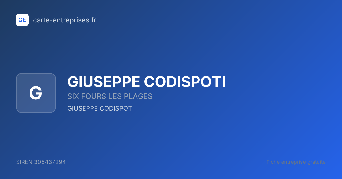 GIUSEPPE CODISPOTI — 306437294 — fiche entreprise