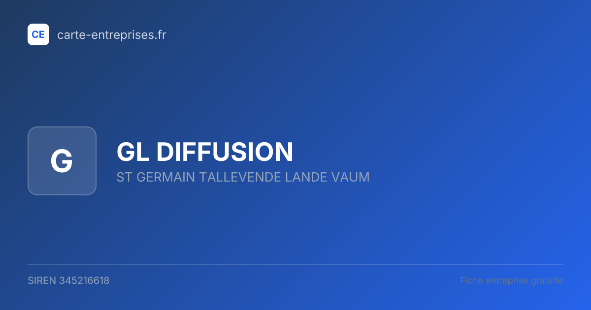 GL DIFFUSION — 345216618 — fiche entreprise