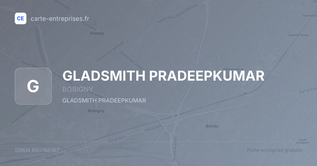 GLADSMITH PRADEEPKUMAR — 890765167 — fiche entreprise