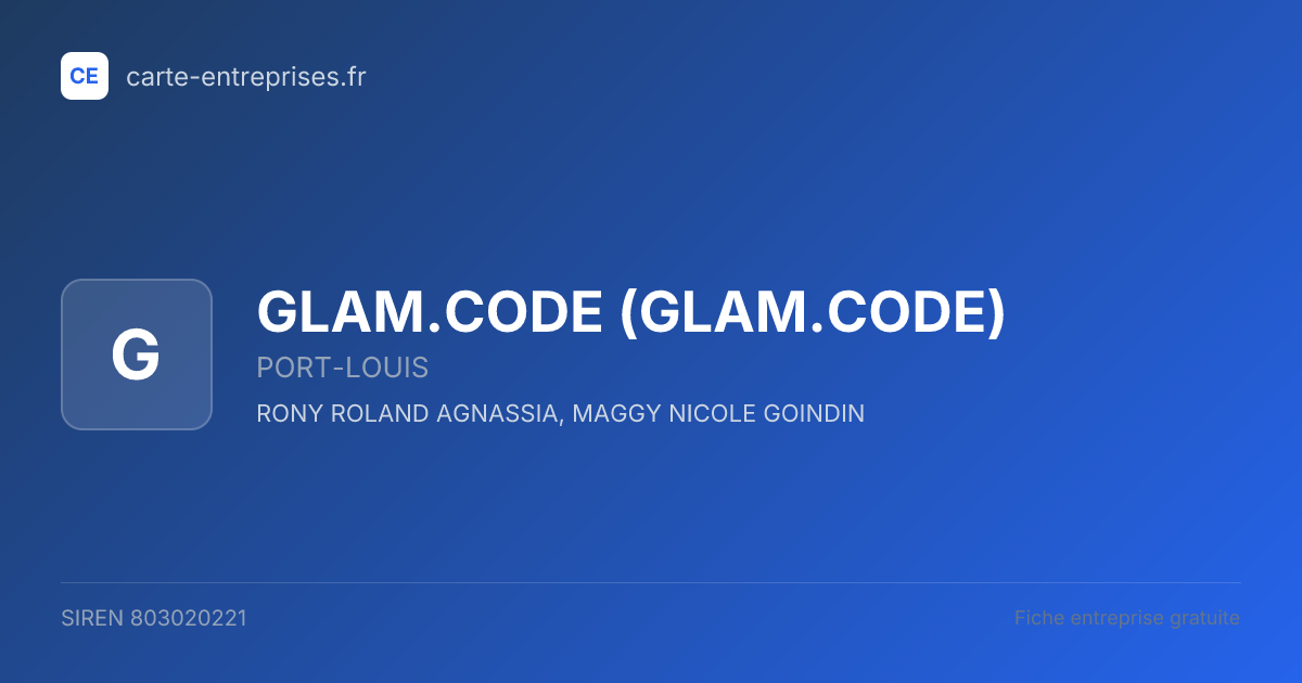 GLAM.CODE — 803020221 — fiche entreprise