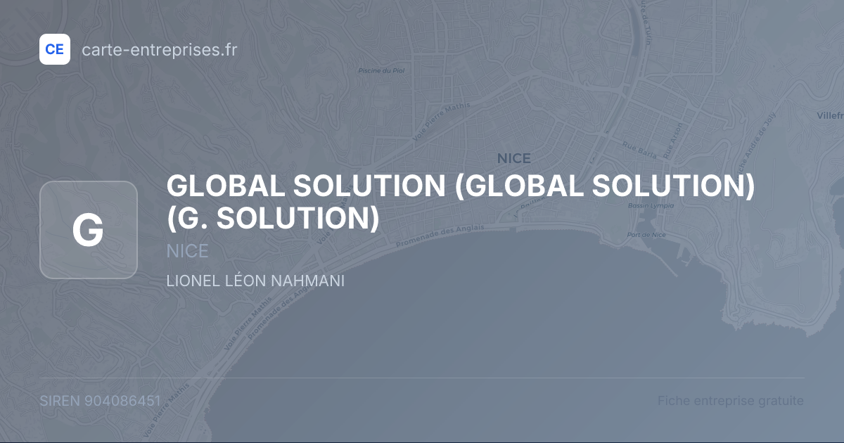 GLOBAL SOLUTION (GLOBAL SOLUTION) (G. SOLUTION) — 904086451 — fiche entreprise