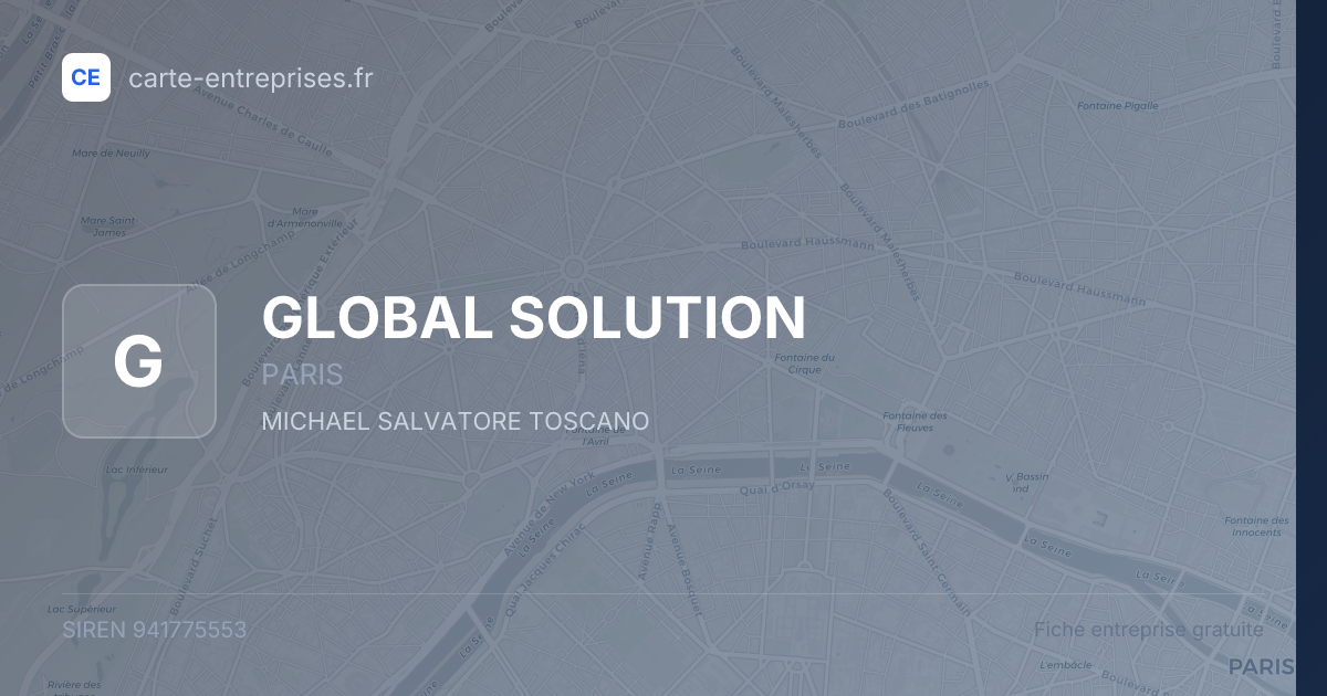 GLOBAL SOLUTION — 941775553 — fiche entreprise