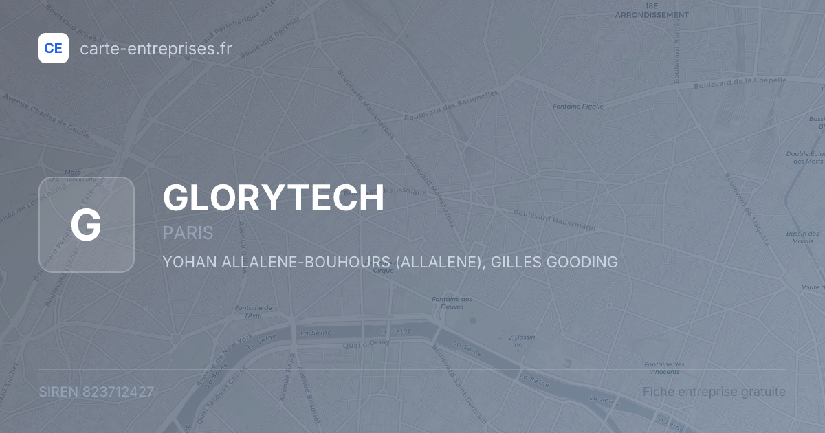 GLORYTECH — 823712427 — fiche entreprise
