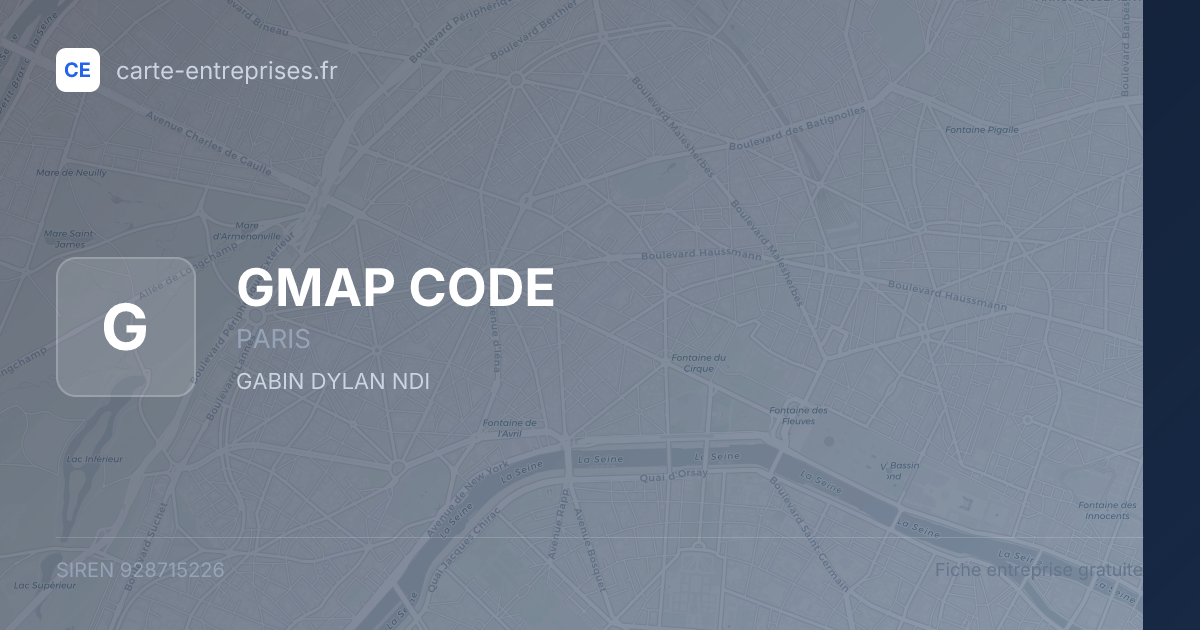 GMAP CODE — 928715226 — fiche entreprise
