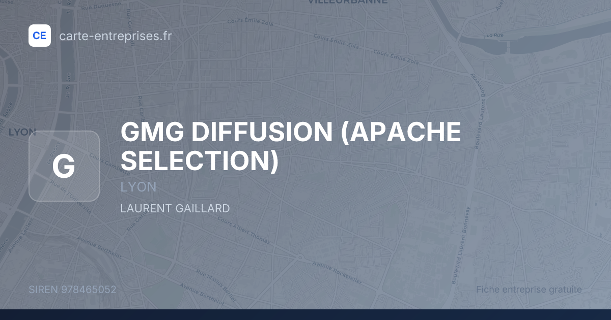 GMG DIFFUSION (APACHE SELECTION) — 978465052 — fiche entreprise