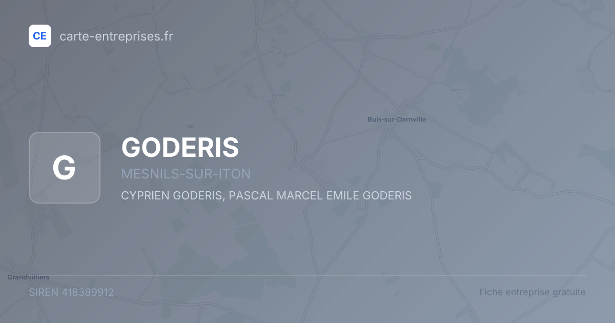 GODERIS — 418389912 — fiche entreprise