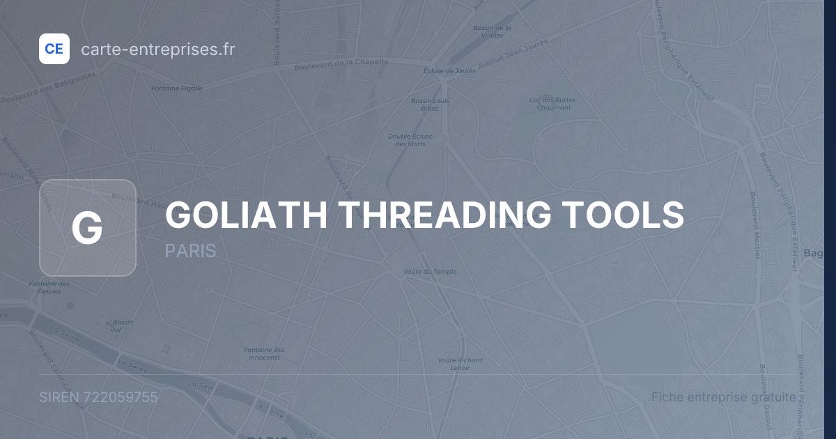GOLIATH THREADING TOOLS — 722059755 — fiche entreprise