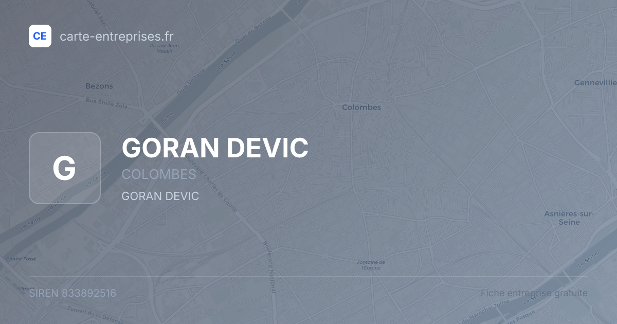 GORAN DEVIC — 833892516 — fiche entreprise