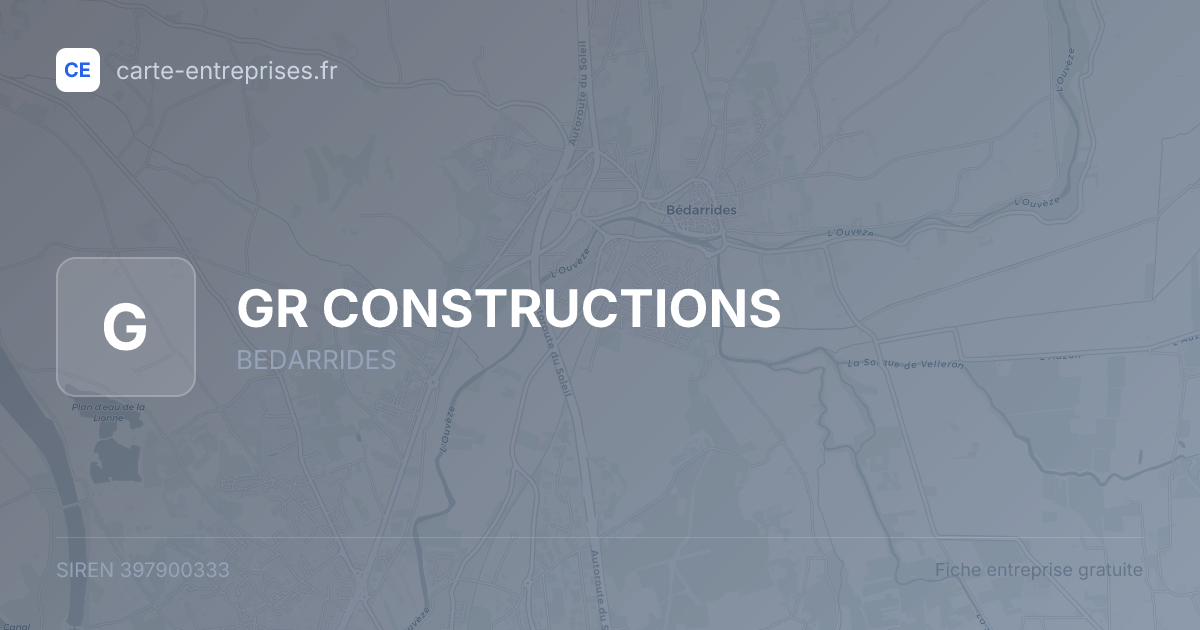 GR CONSTRUCTIONS — 397900333 — fiche entreprise