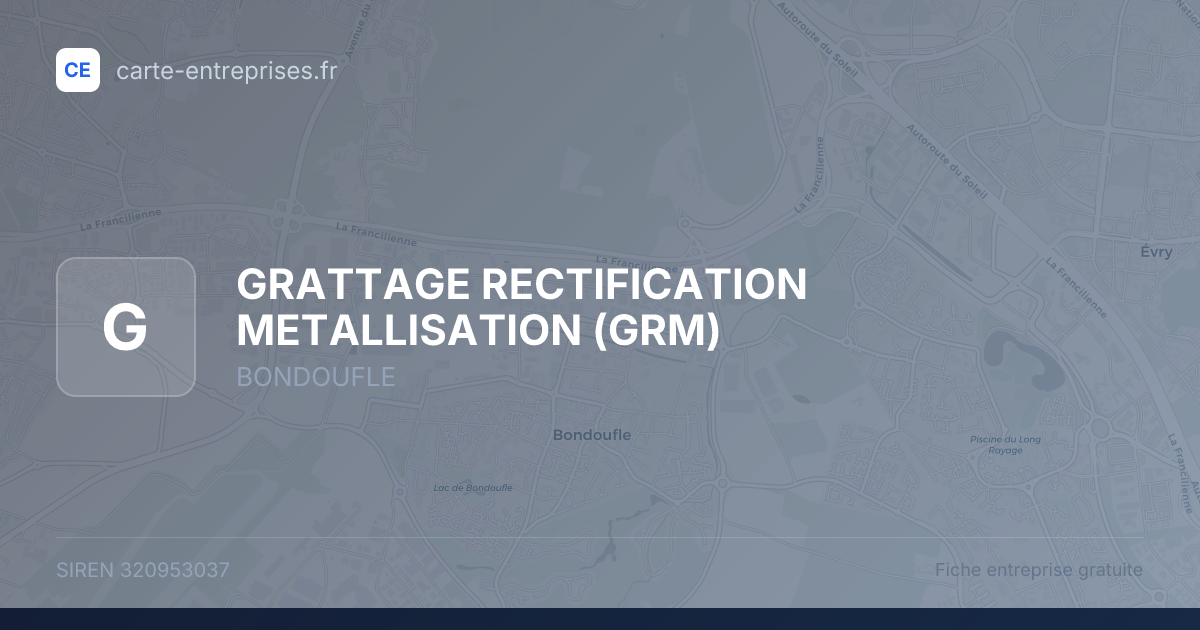 GRATTAGE RECTIFICATION METALLISATION (GRM) — 320953037 — fiche entreprise