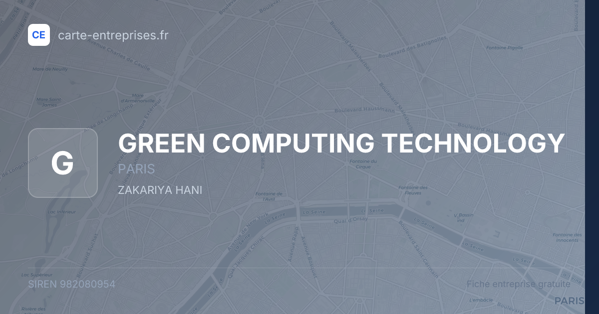 GREEN COMPUTING TECHNOLOGY — 982080954 — fiche entreprise